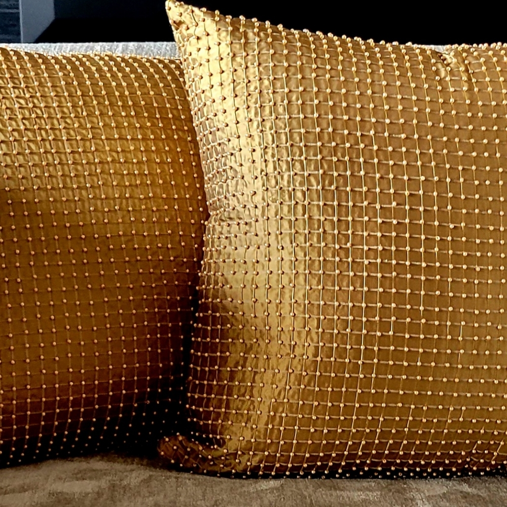 Beaded Silk Decorative Pillow 16 by 16 New with tags, set of 2
